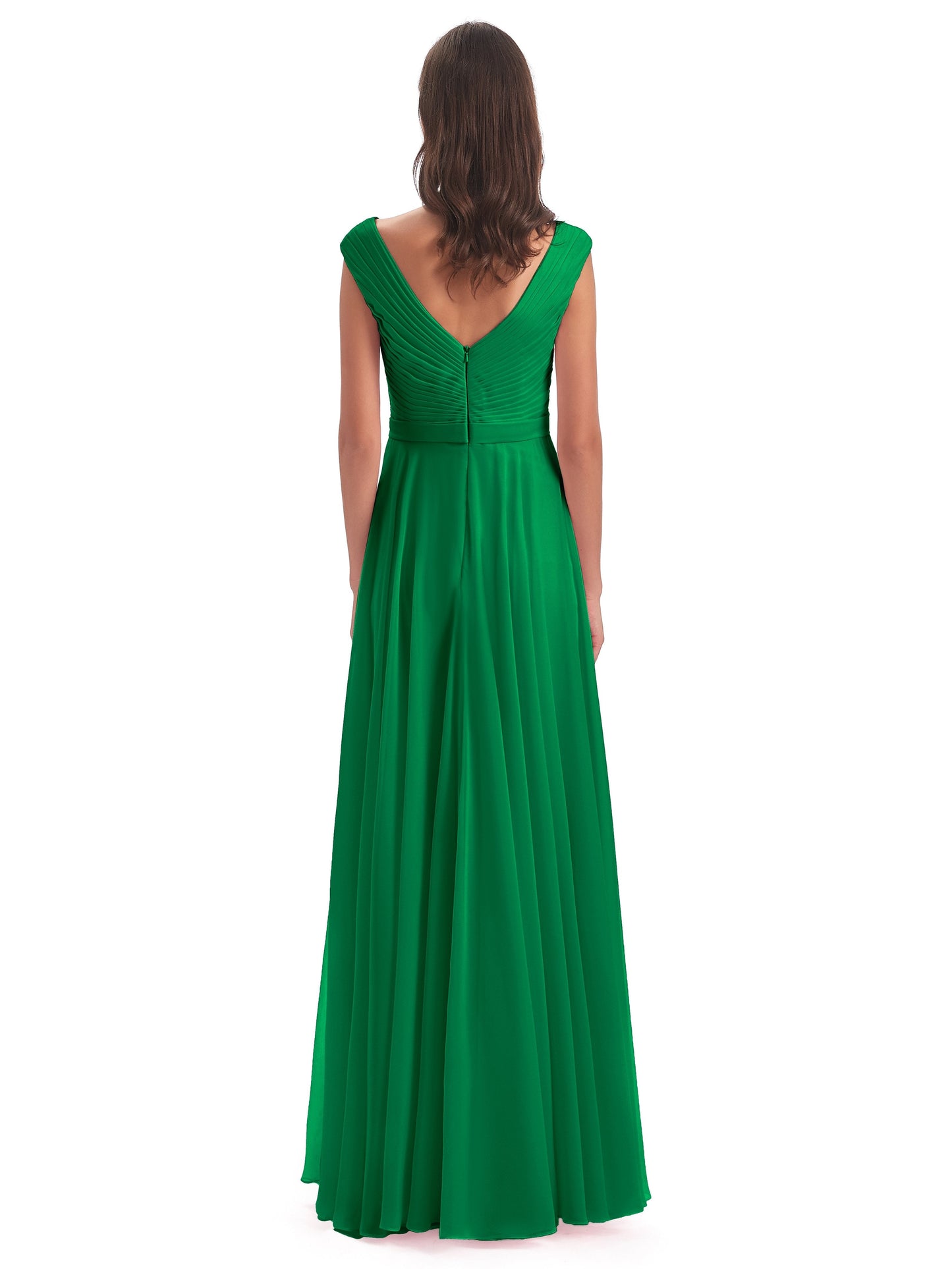 Saoirse Floor Length V-neck Chiffon Bridesmaid Dresses