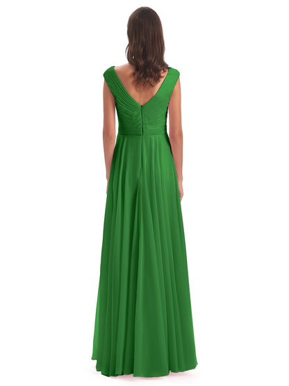 Saoirse Floor Length V-neck Chiffon Bridesmaid Dresses