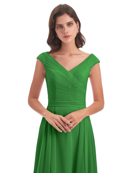 Saoirse Floor Length V-neck Chiffon Bridesmaid Dresses