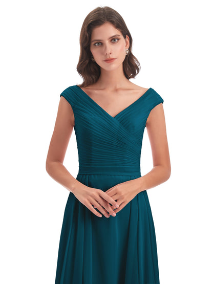 Saoirse Floor Length V-neck Chiffon Bridesmaid Dresses