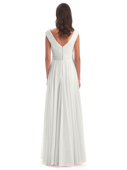 Saoirse Floor Length V-neck Chiffon Bridesmaid Dresses