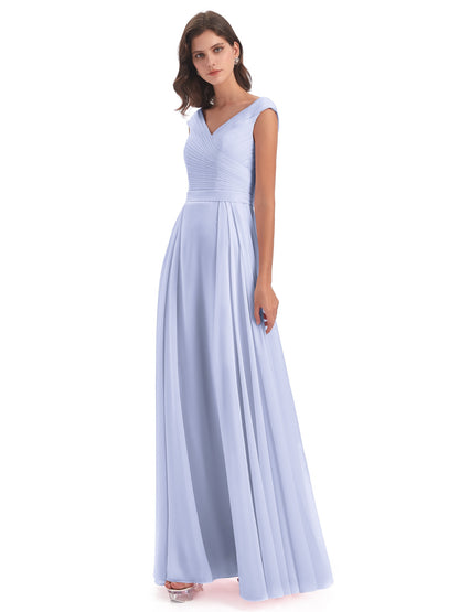 Saoirse Floor Length V-neck Chiffon Bridesmaid Dresses