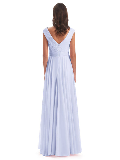 Saoirse Floor Length V-neck Chiffon Bridesmaid Dresses