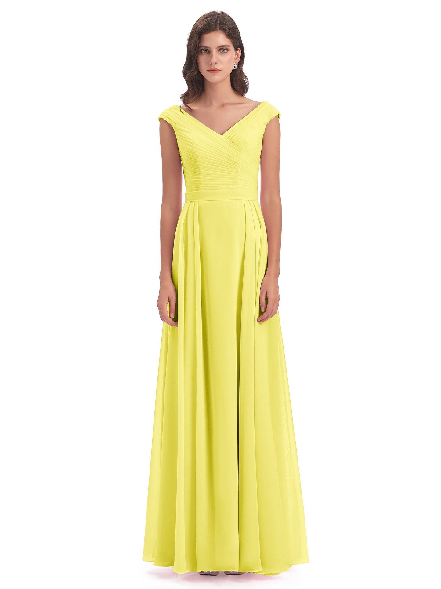 Saoirse Floor Length V-neck Chiffon Bridesmaid Dresses