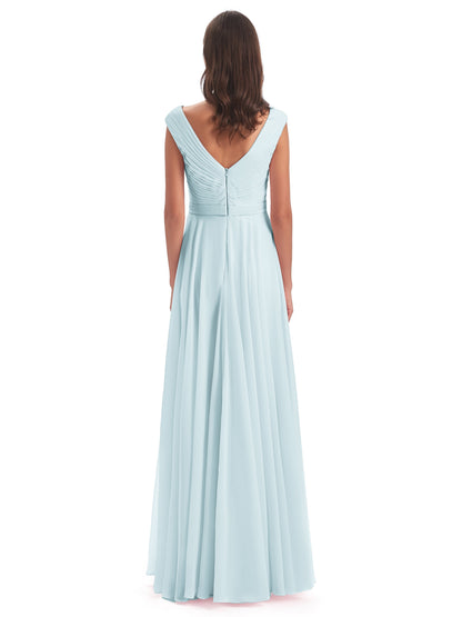 Saoirse Floor Length V-neck Chiffon Bridesmaid Dresses