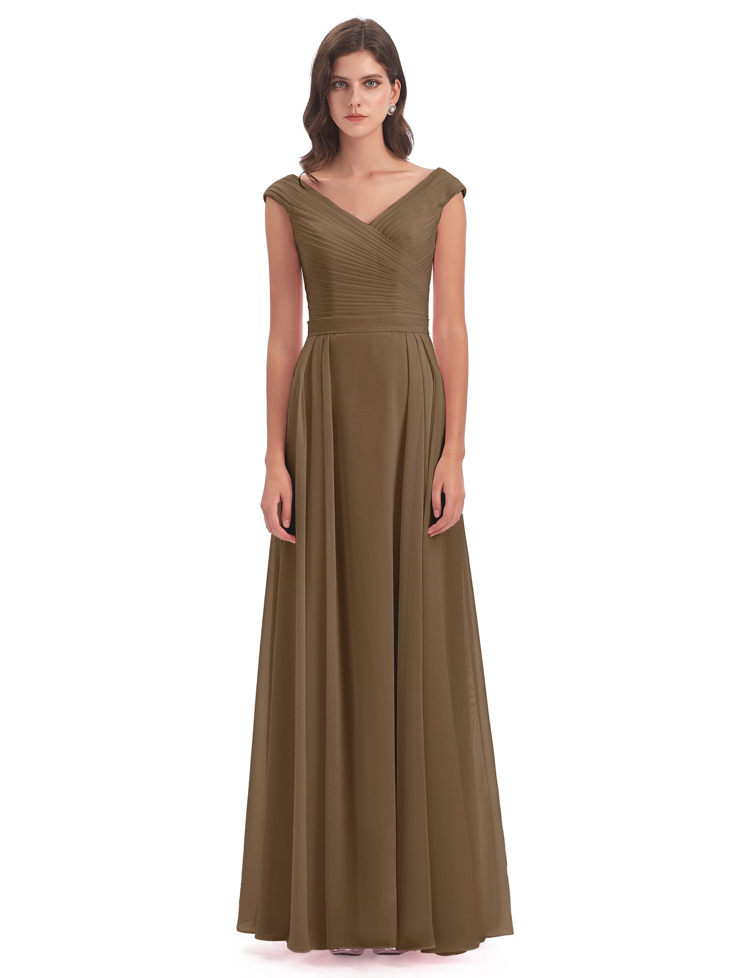 Saoirse Floor Length V-neck Chiffon Bridesmaid Dresses