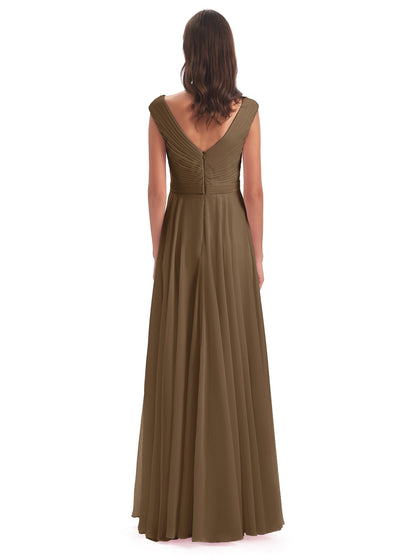 Saoirse Floor Length V-neck Chiffon Bridesmaid Dresses