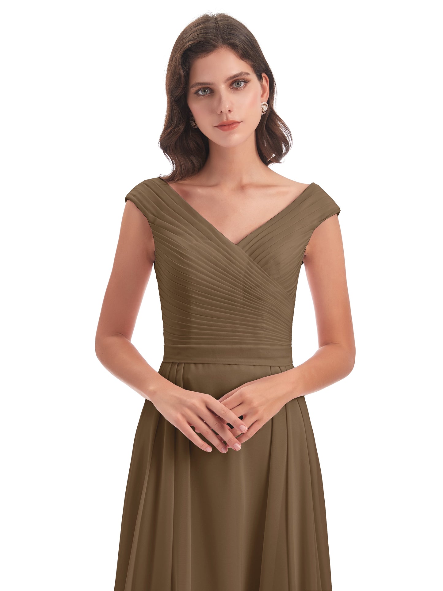 Saoirse Floor Length V-neck Chiffon Bridesmaid Dresses