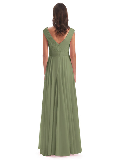 Saoirse Floor Length V-neck Chiffon Bridesmaid Dresses