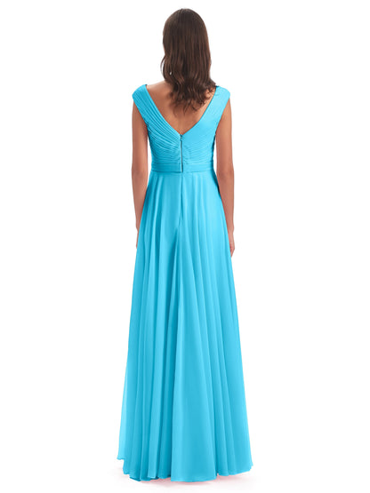 Saoirse Floor Length V-neck Chiffon Bridesmaid Dresses