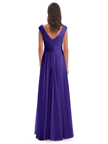 Saoirse Floor Length V-neck Chiffon Bridesmaid Dresses