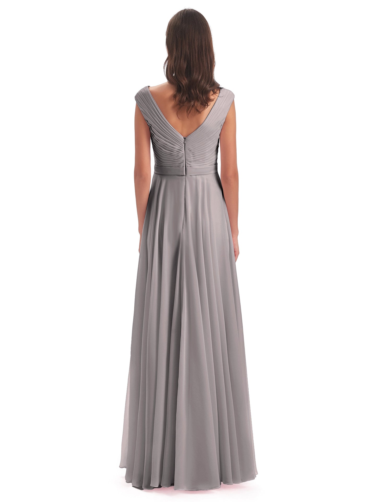 Saoirse Floor Length V-neck Chiffon Bridesmaid Dresses