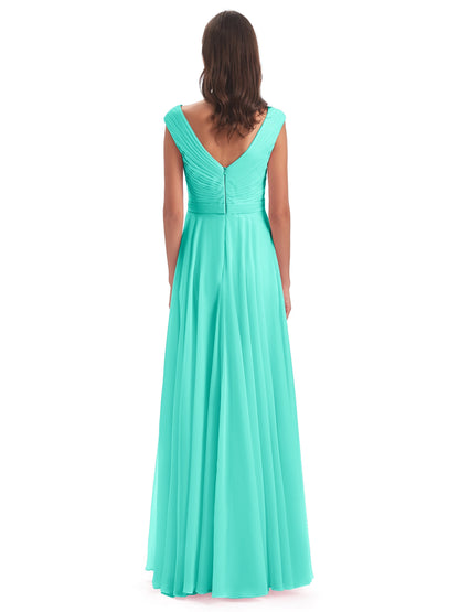 Saoirse Floor Length V-neck Chiffon Bridesmaid Dresses