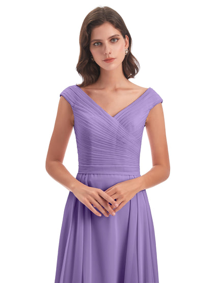 Saoirse Floor Length V-neck Chiffon Bridesmaid Dresses