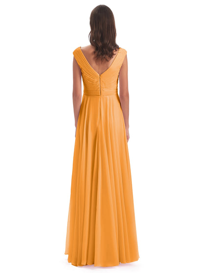Saoirse Floor Length V-neck Chiffon Bridesmaid Dresses