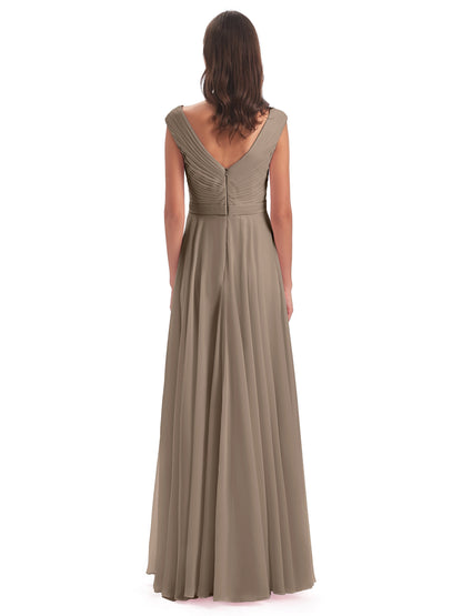Saoirse Floor Length V-neck Chiffon Bridesmaid Dresses
