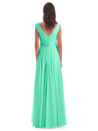Saoirse Floor Length V-neck Chiffon Bridesmaid Dresses