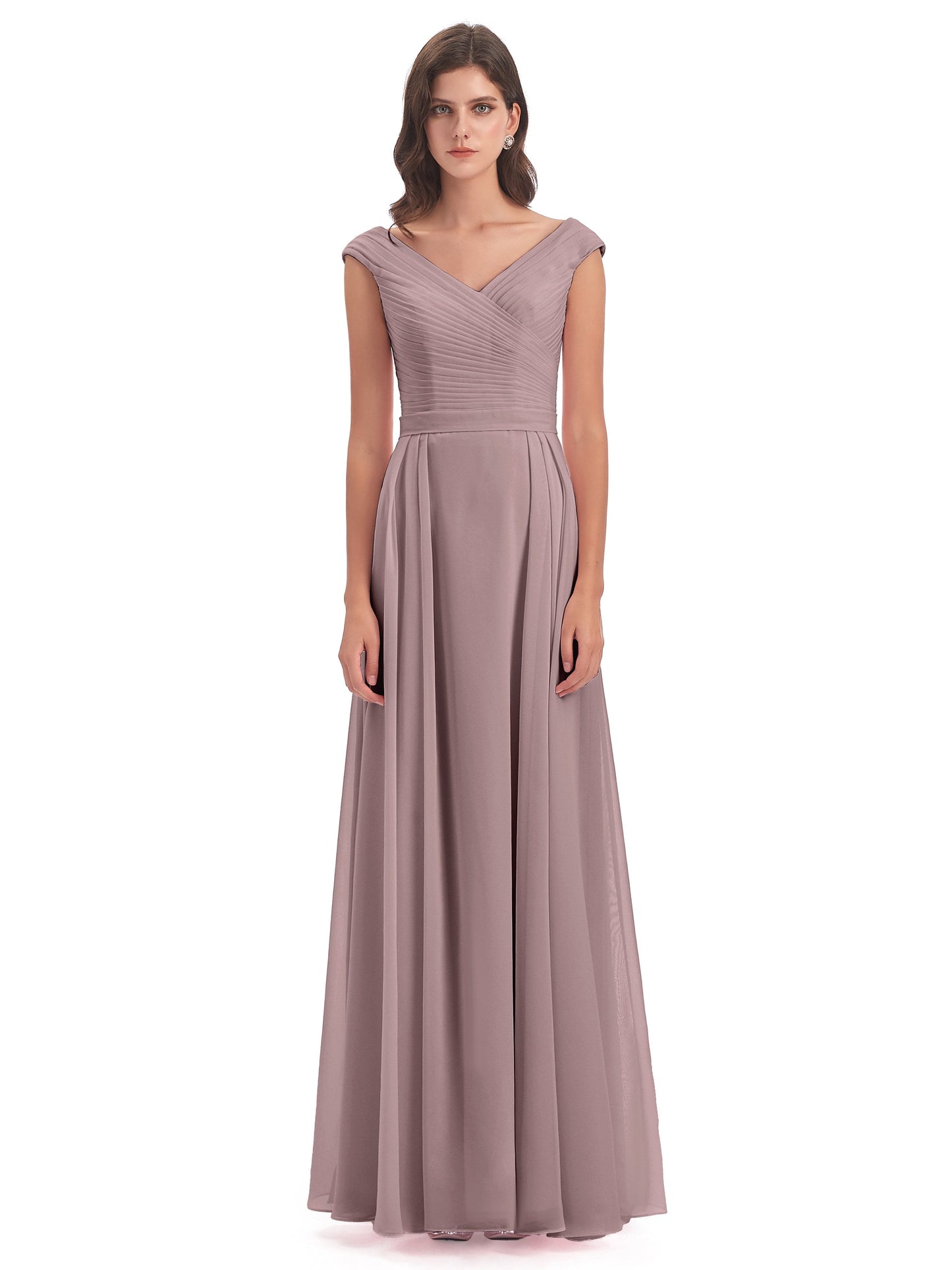 Saoirse Floor Length V-neck Chiffon Bridesmaid Dresses