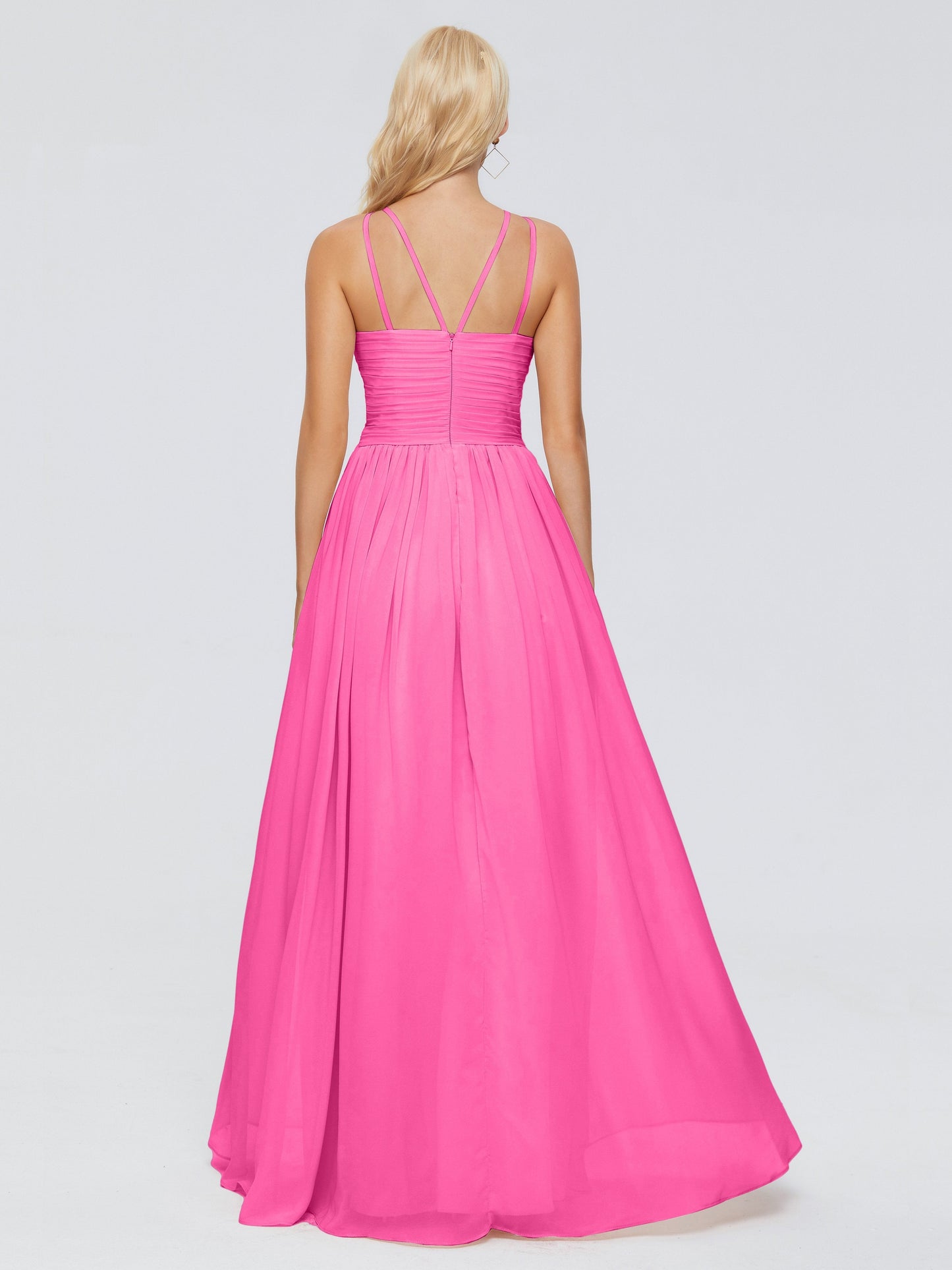 Sara Halter Ruched Long Chiffon Bridesmaid Dresses