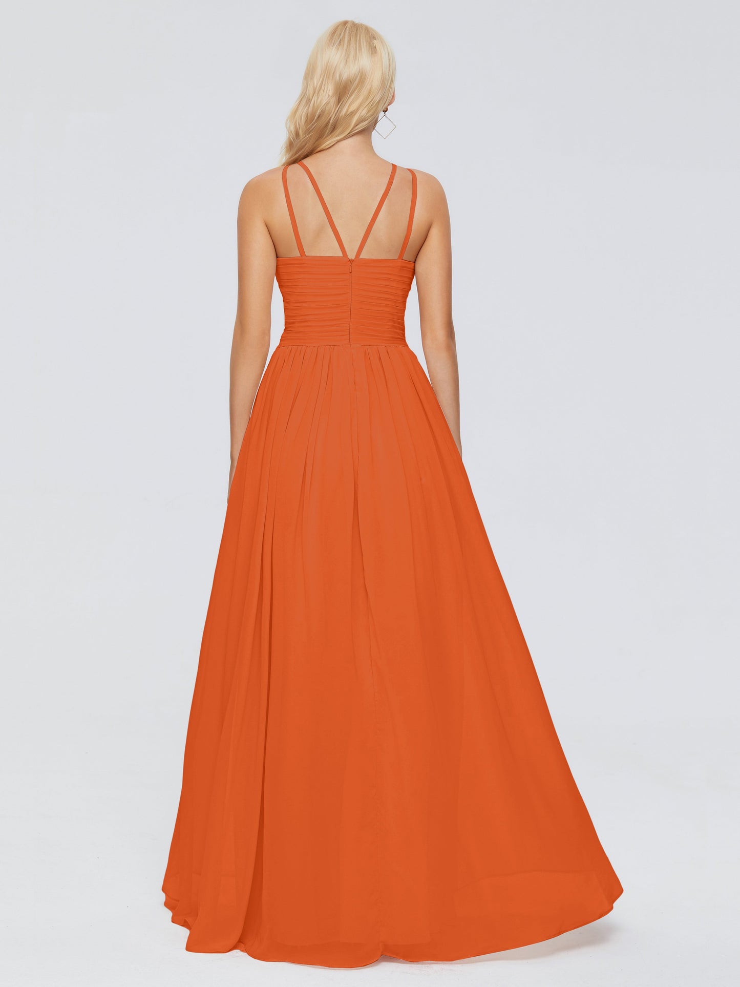 Sara Halter Ruched Long Chiffon Bridesmaid Dresses
