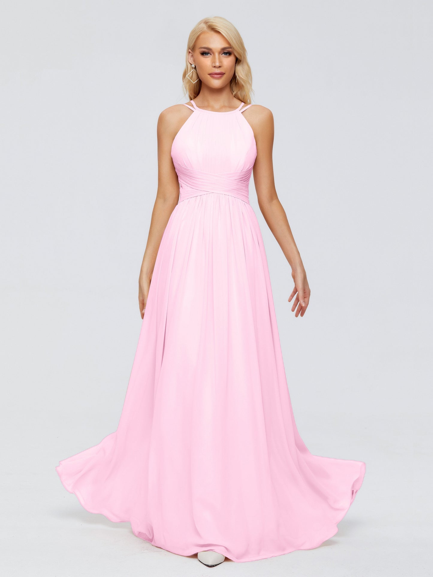 Sara Halter Ruched Long Chiffon Bridesmaid Dresses