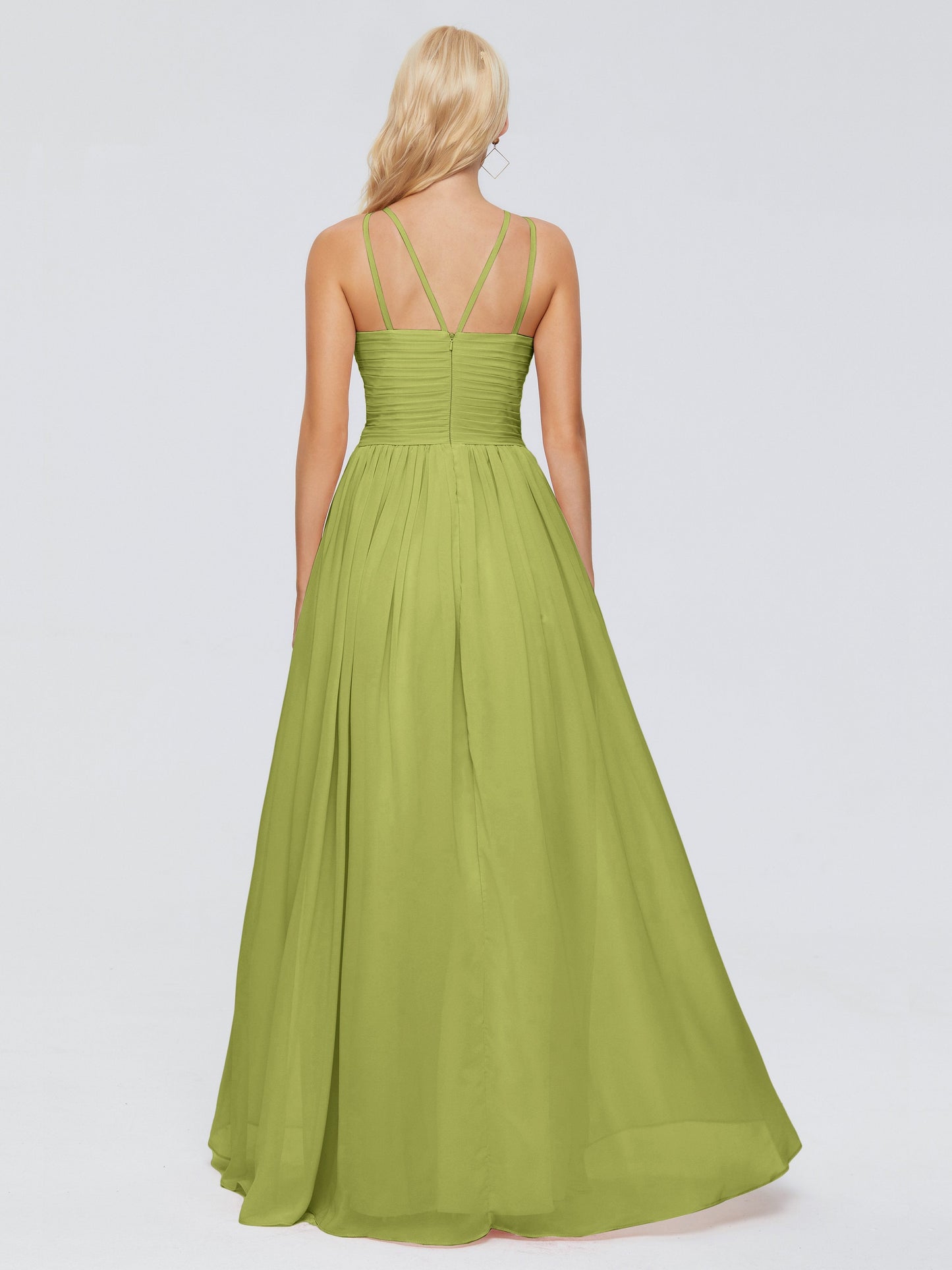 Sara Halter Ruched Long Chiffon Bridesmaid Dresses