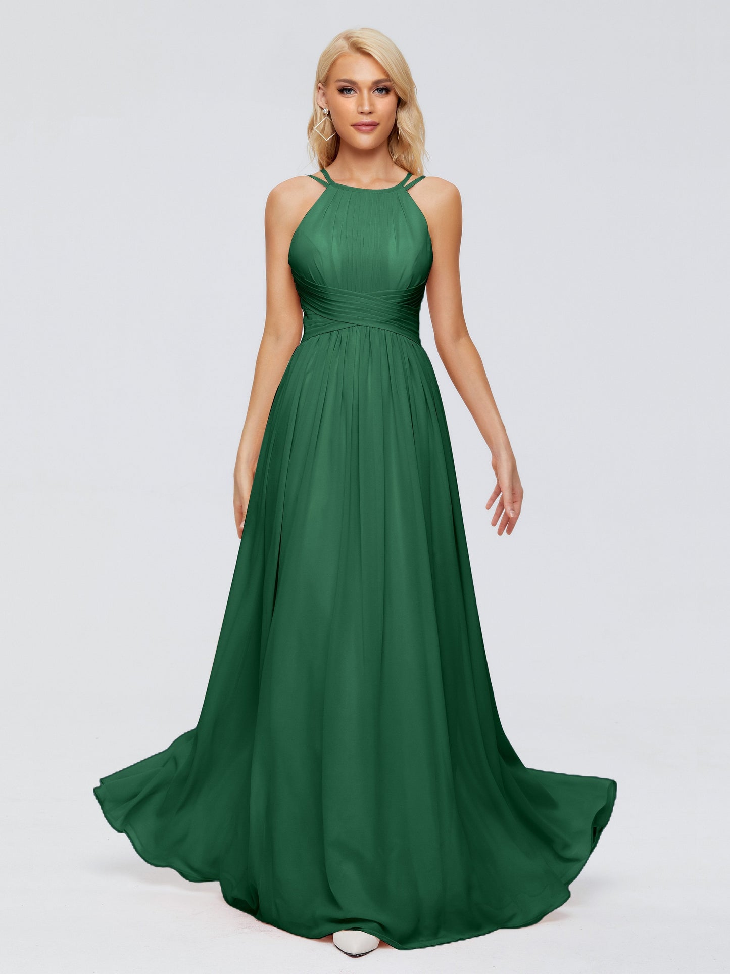Sara Halter Ruched Long Chiffon Bridesmaid Dresses