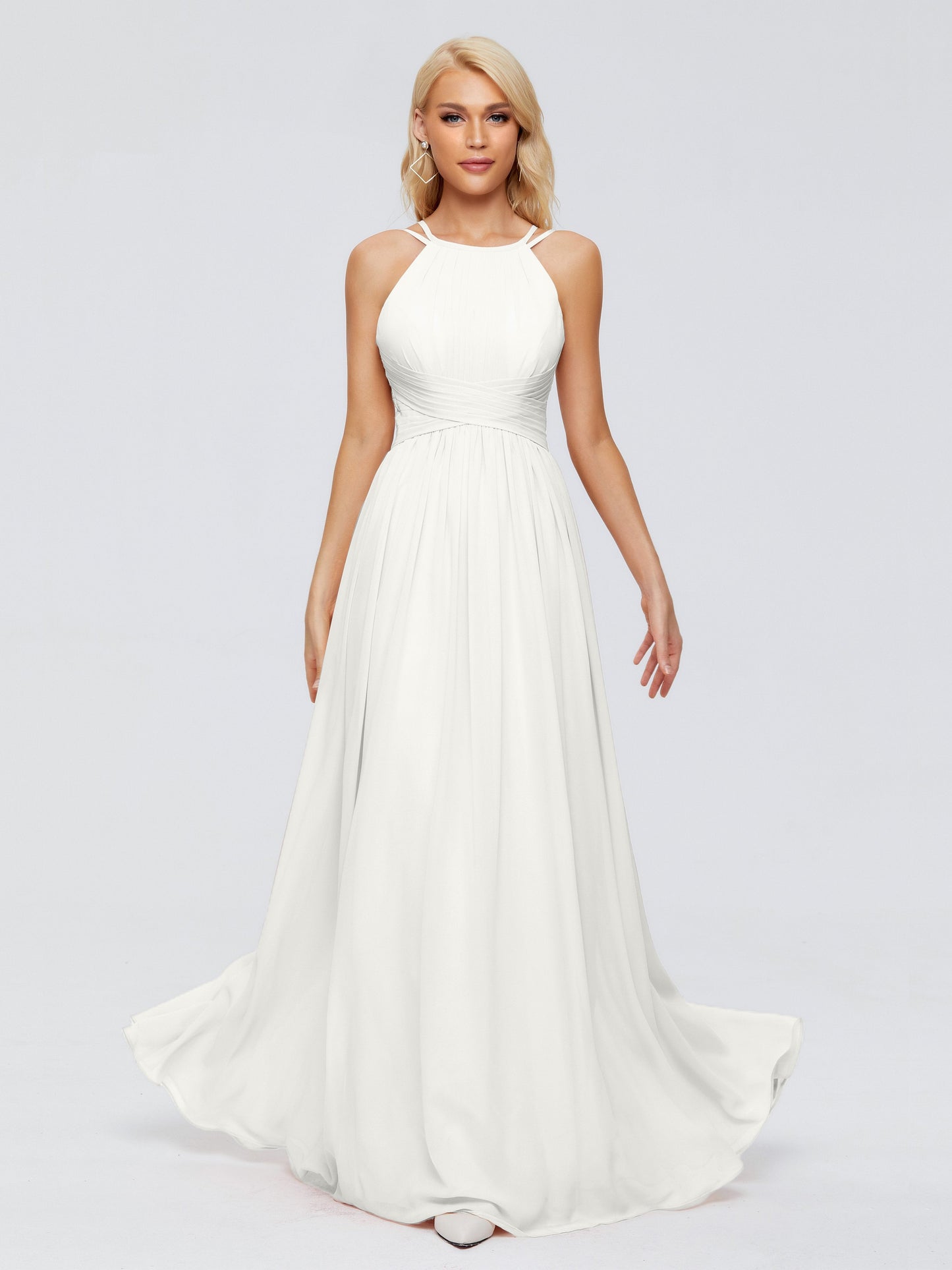 Sara Halter Ruched Long Chiffon Bridesmaid Dresses