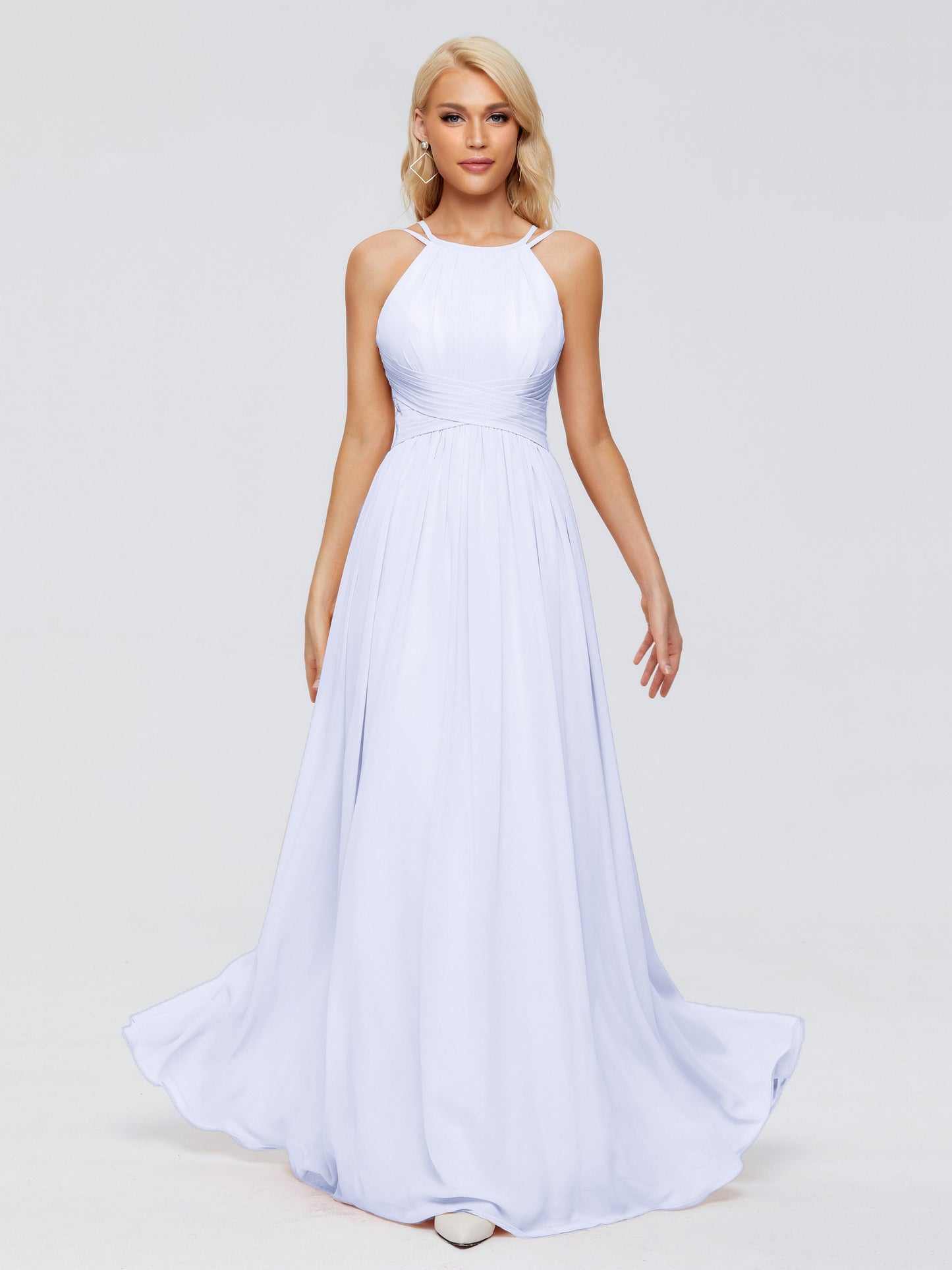 Sara Halter Ruched Long Chiffon Bridesmaid Dresses
