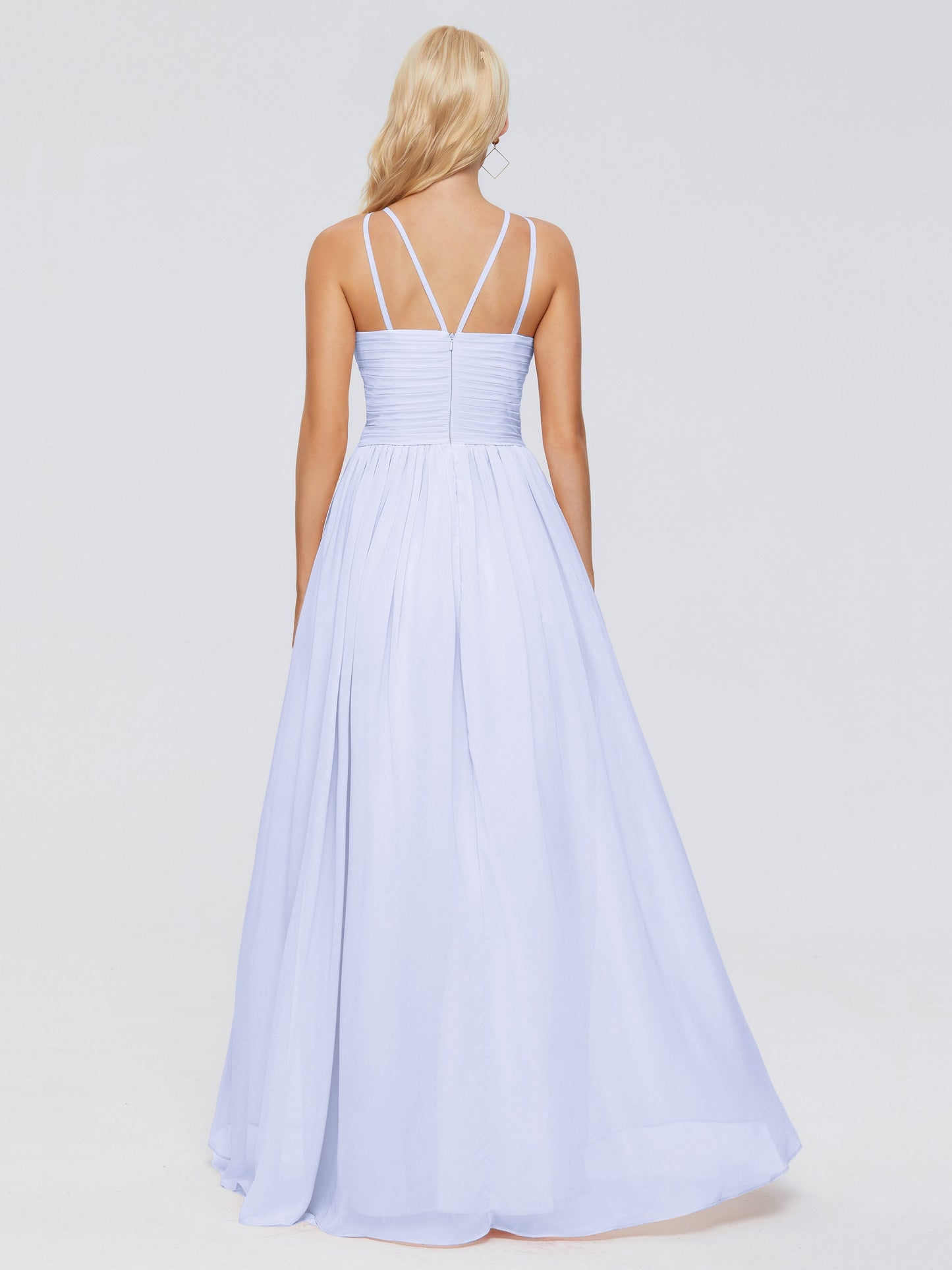 Sara Halter Ruched Long Chiffon Bridesmaid Dresses
