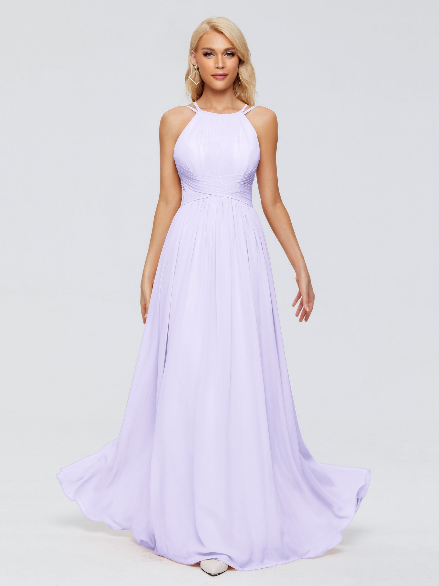 Sara Halter Ruched Long Chiffon Bridesmaid Dresses