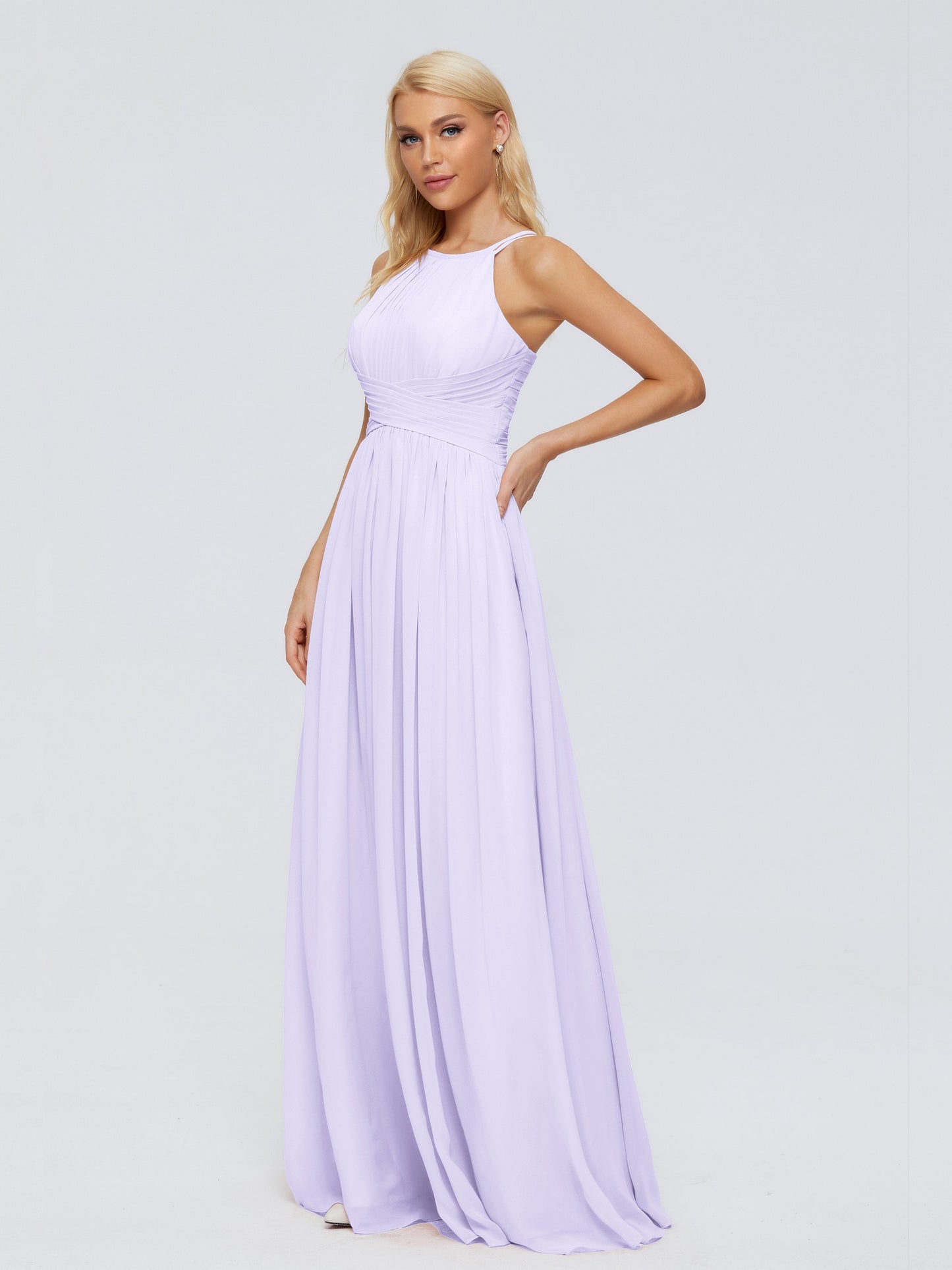 Sara Halter Ruched Long Chiffon Bridesmaid Dresses