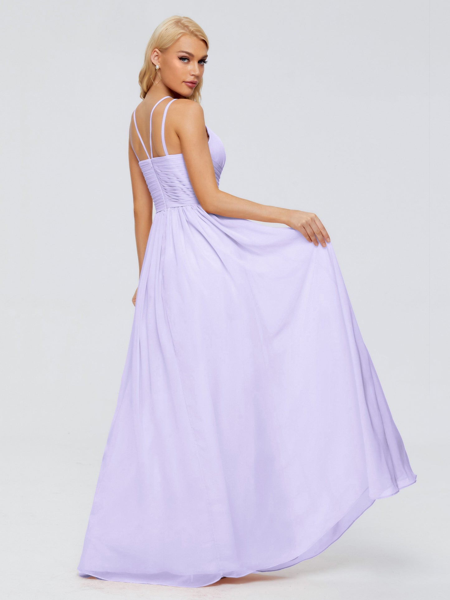 Sara Halter Ruched Long Chiffon Bridesmaid Dresses