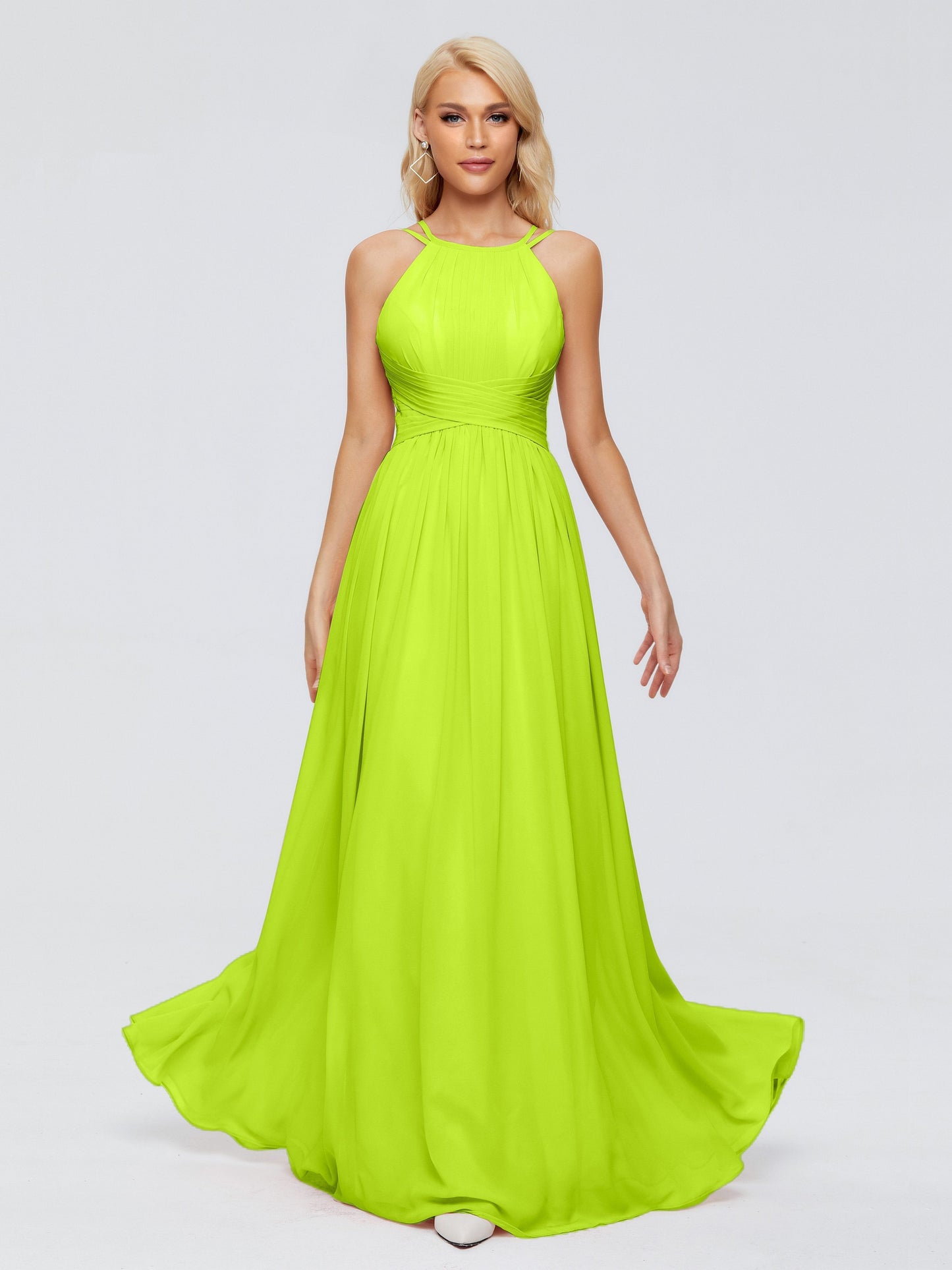 Sara Halter Ruched Long Chiffon Bridesmaid Dresses