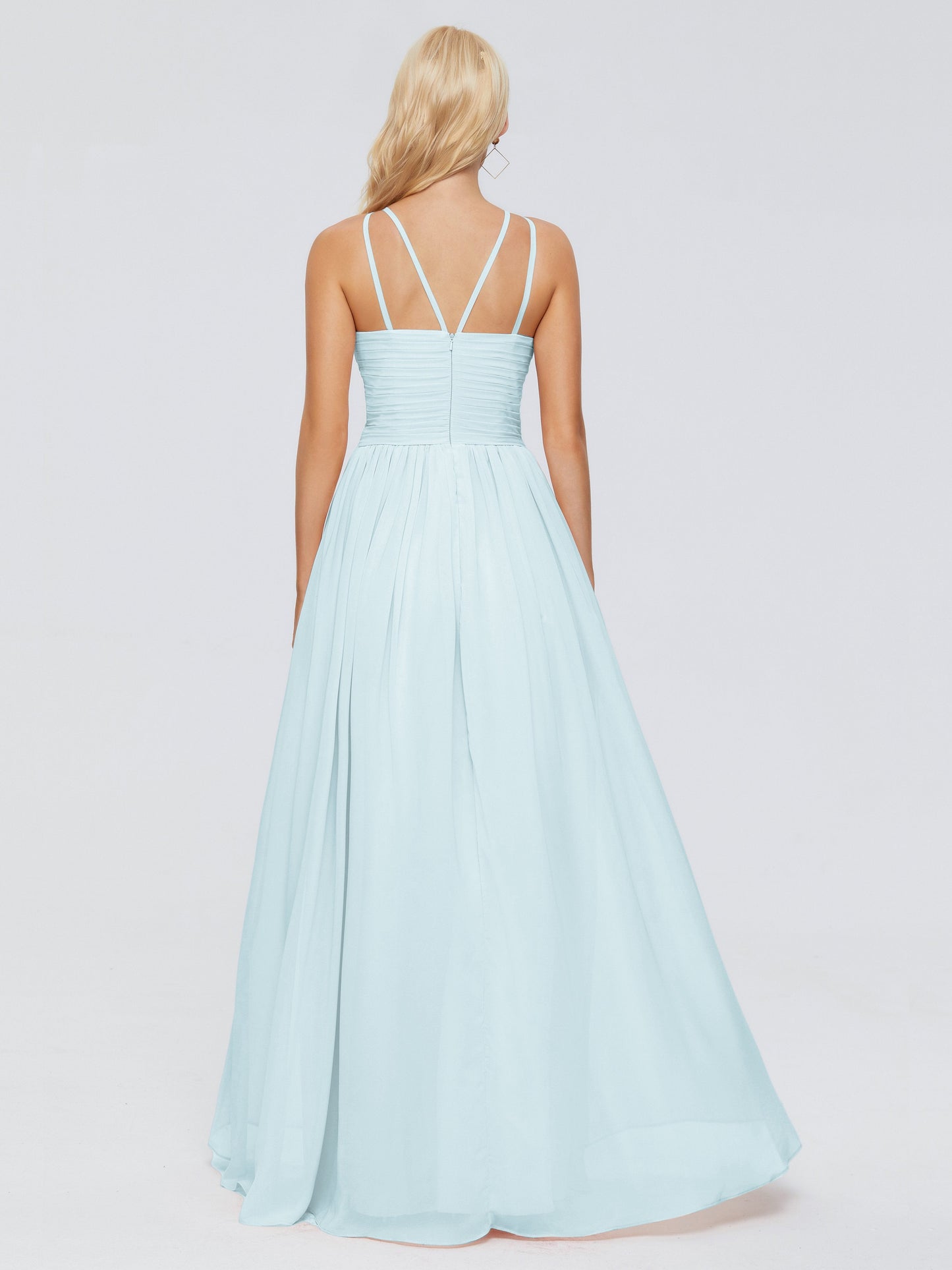 Sara Halter Ruched Long Chiffon Bridesmaid Dresses