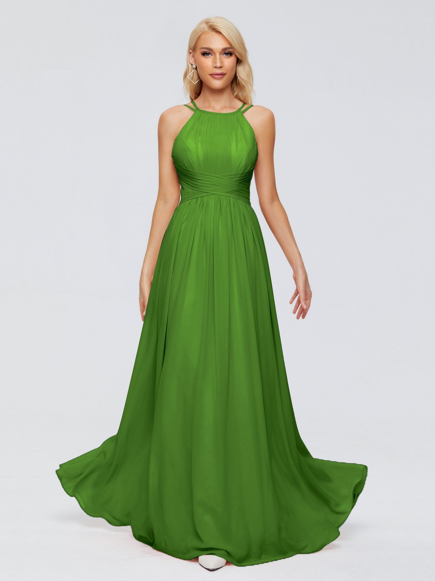 Sara Halter Ruched Long Chiffon Bridesmaid Dresses