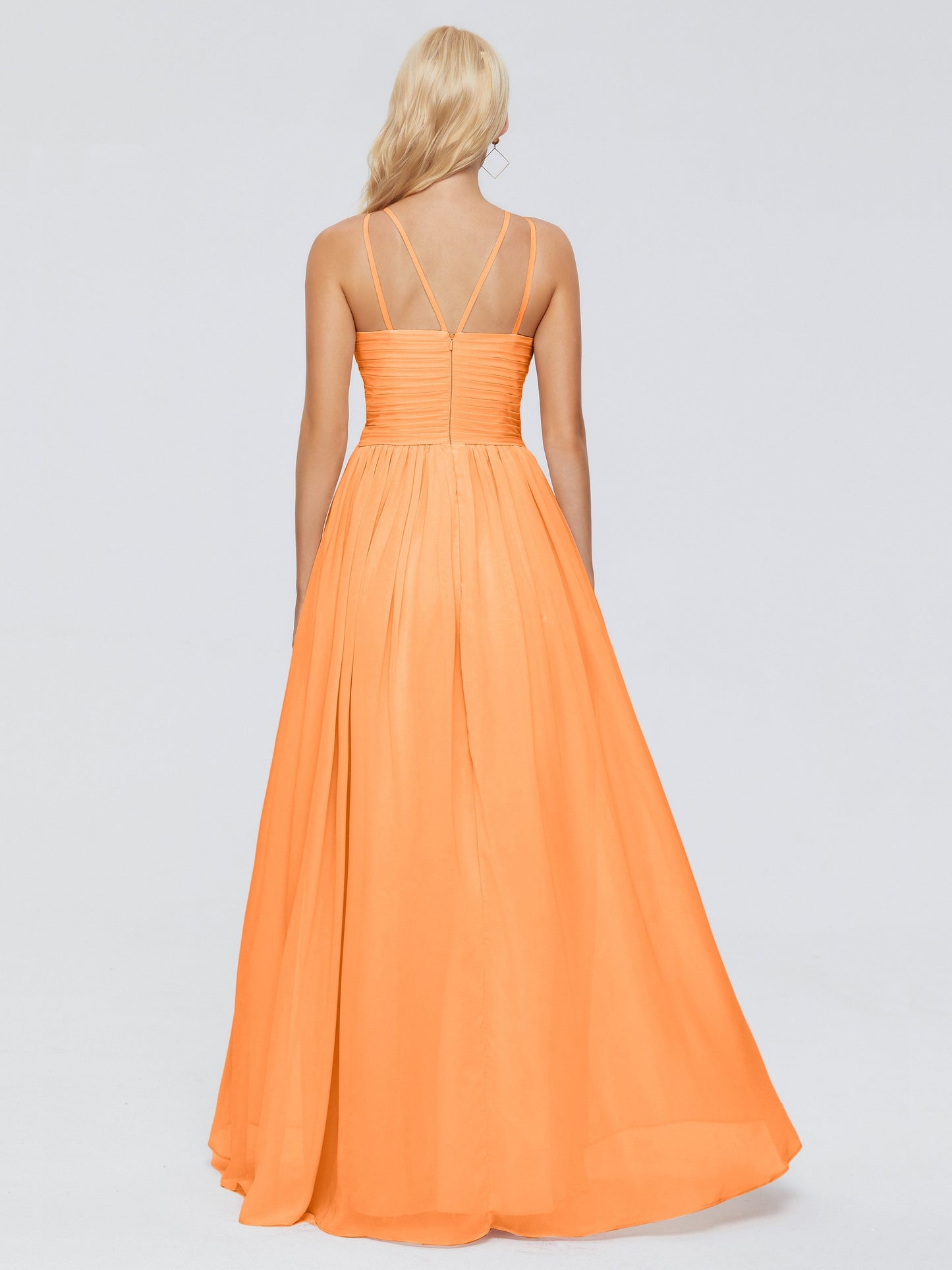 Sara Halter Ruched Long Chiffon Bridesmaid Dresses