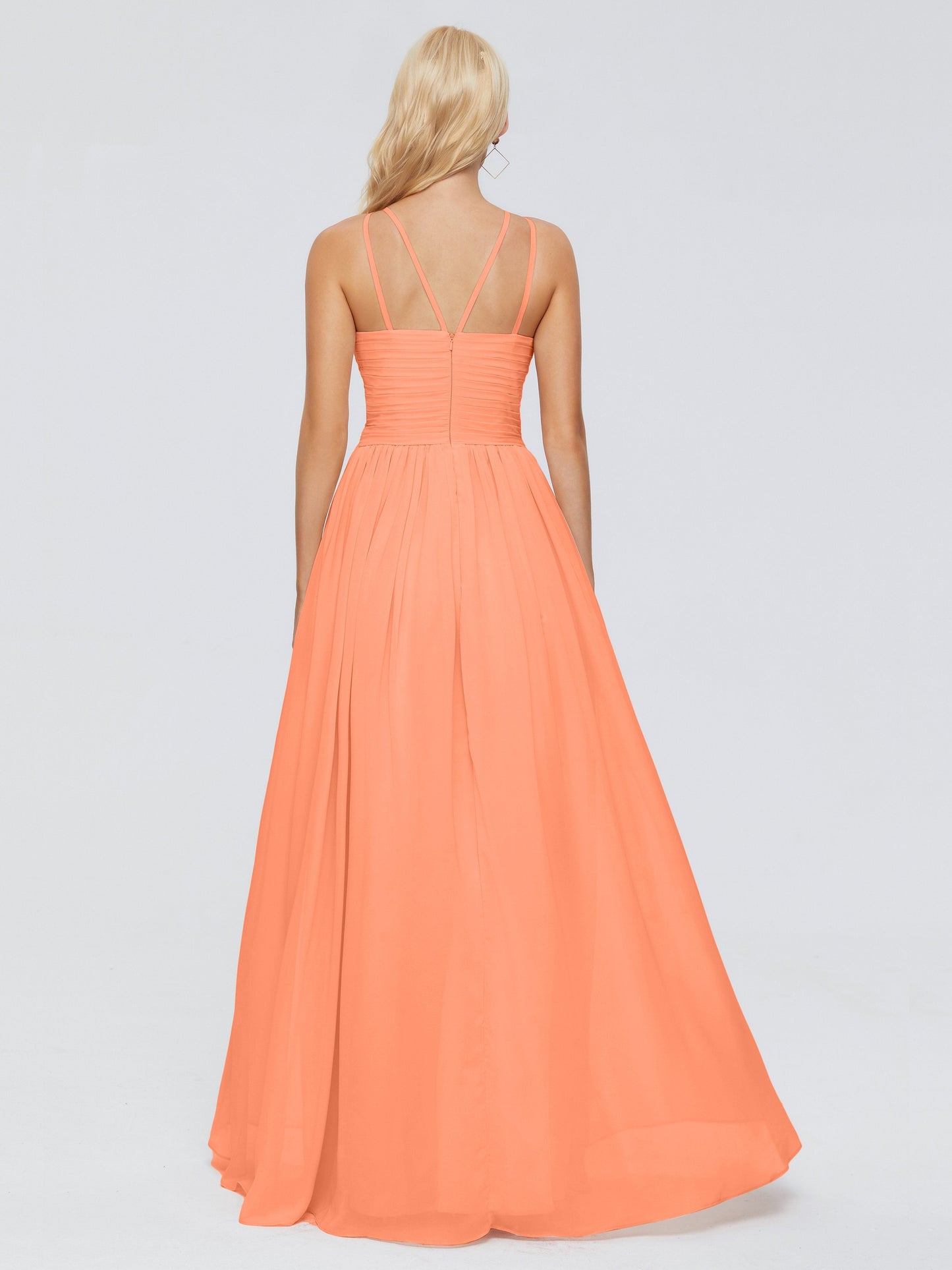 Sara Halter Ruched Long Chiffon Bridesmaid Dresses