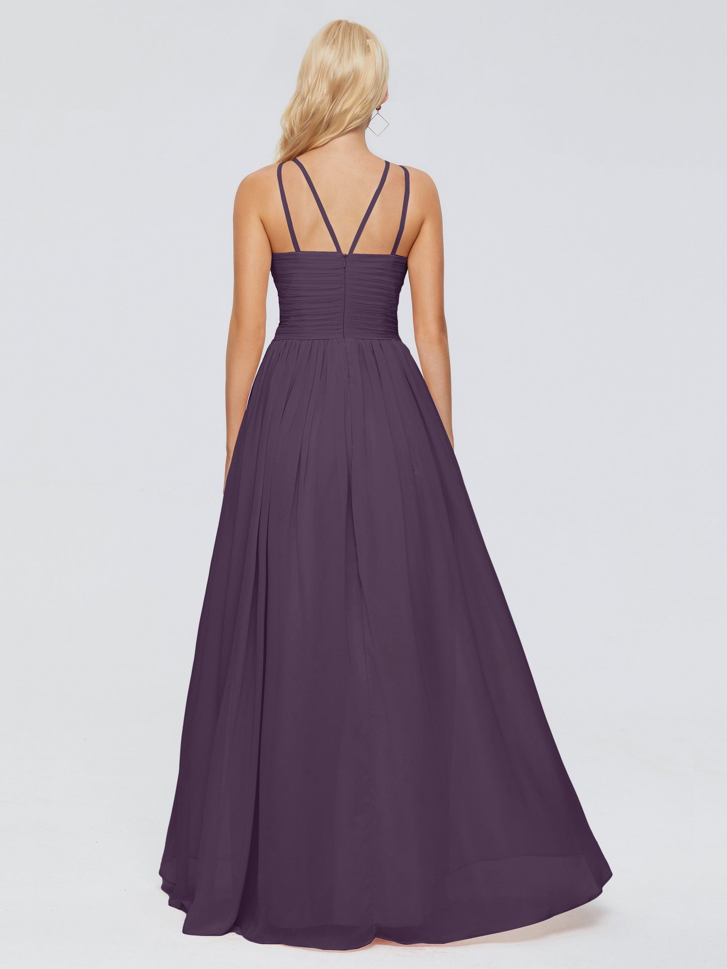 Sara Halter Ruched Long Chiffon Bridesmaid Dresses
