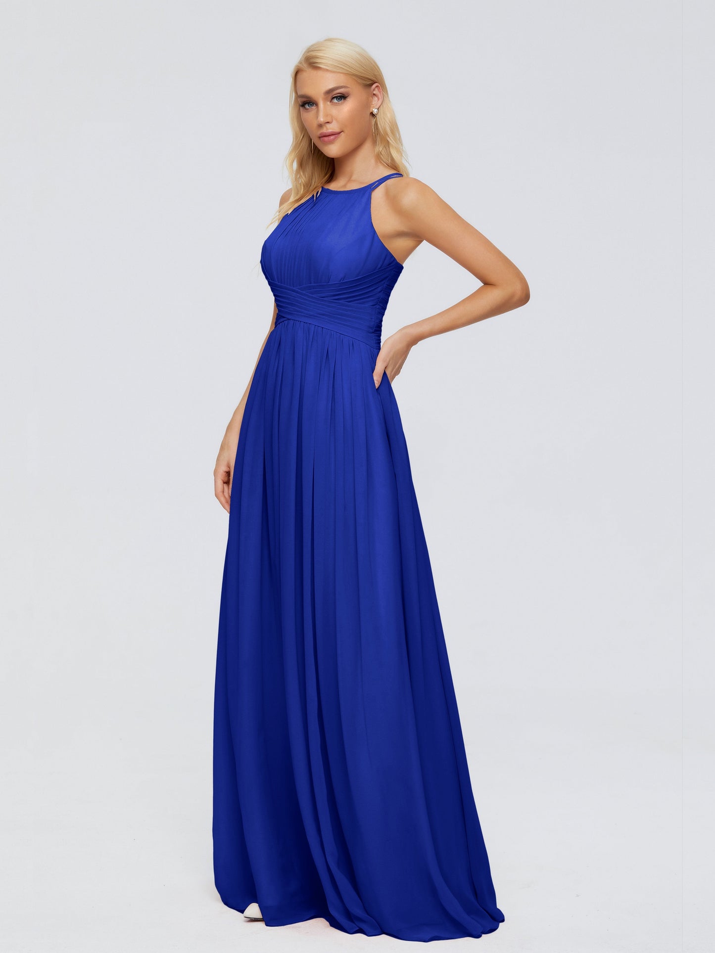 Sara Halter Ruched Long Chiffon Bridesmaid Dresses