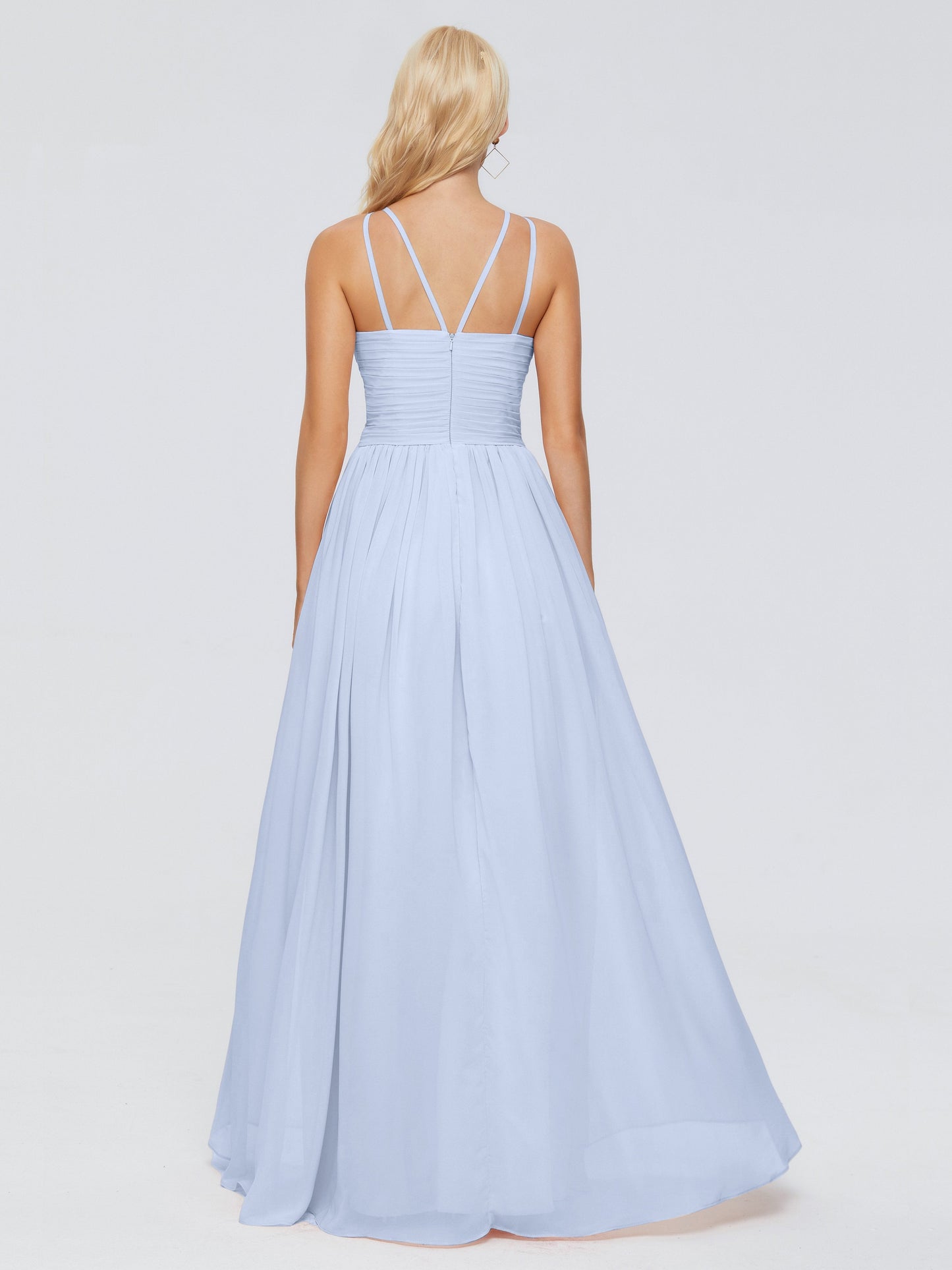 Sara Halter Ruched Long Chiffon Bridesmaid Dresses