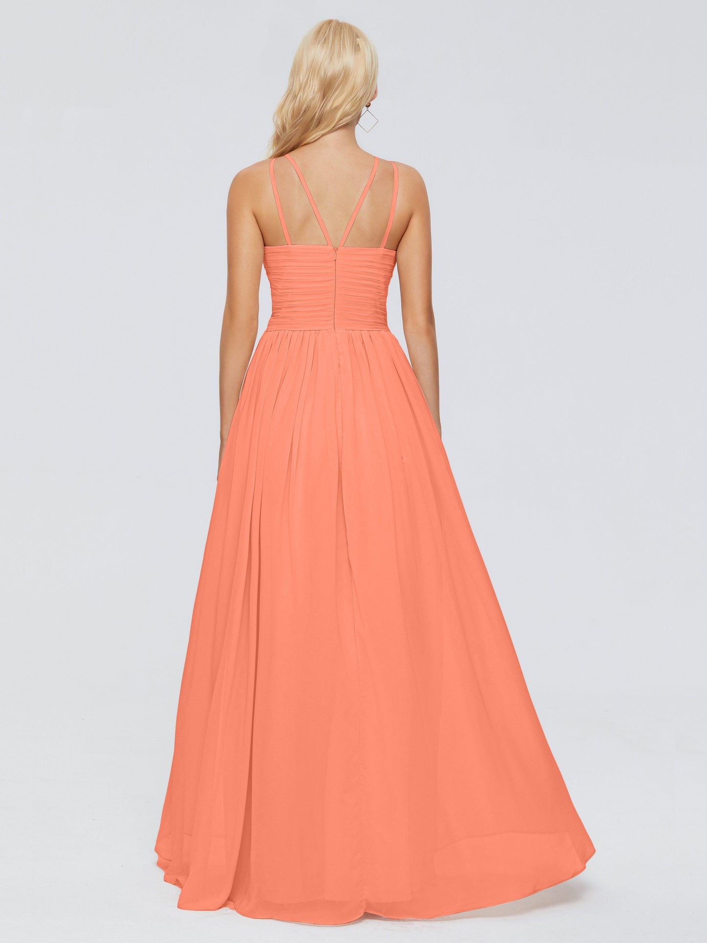 Sara Halter Ruched Long Chiffon Bridesmaid Dresses