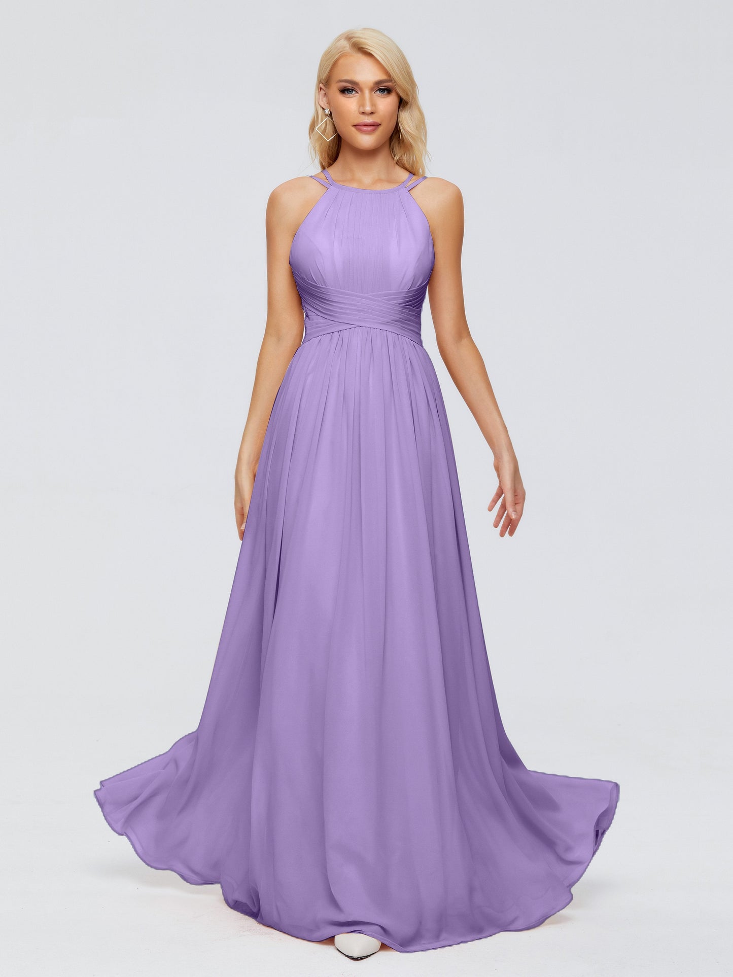 Sara Halter Ruched Long Chiffon Bridesmaid Dresses