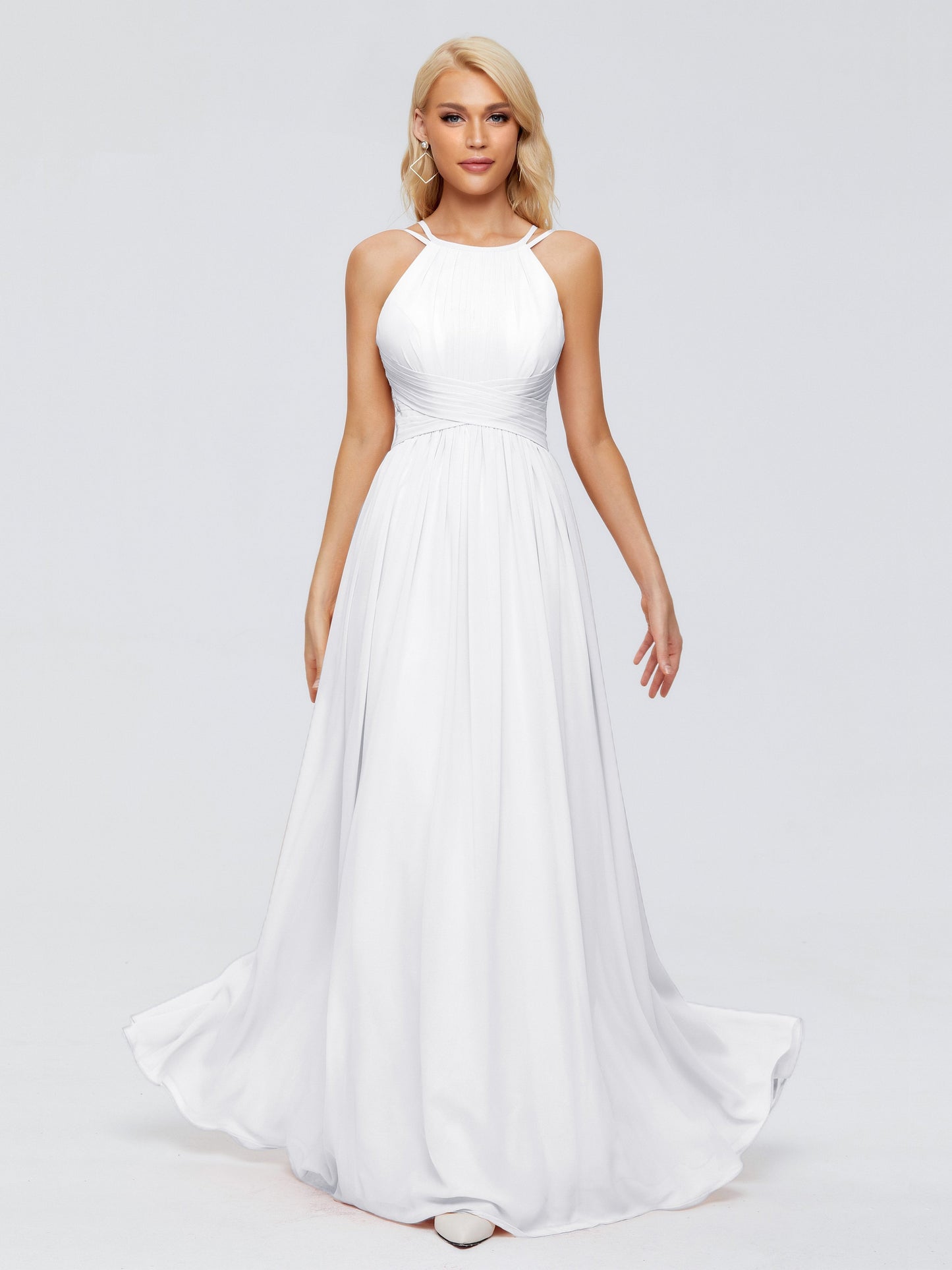 Sara Halter Ruched Long Chiffon Bridesmaid Dresses
