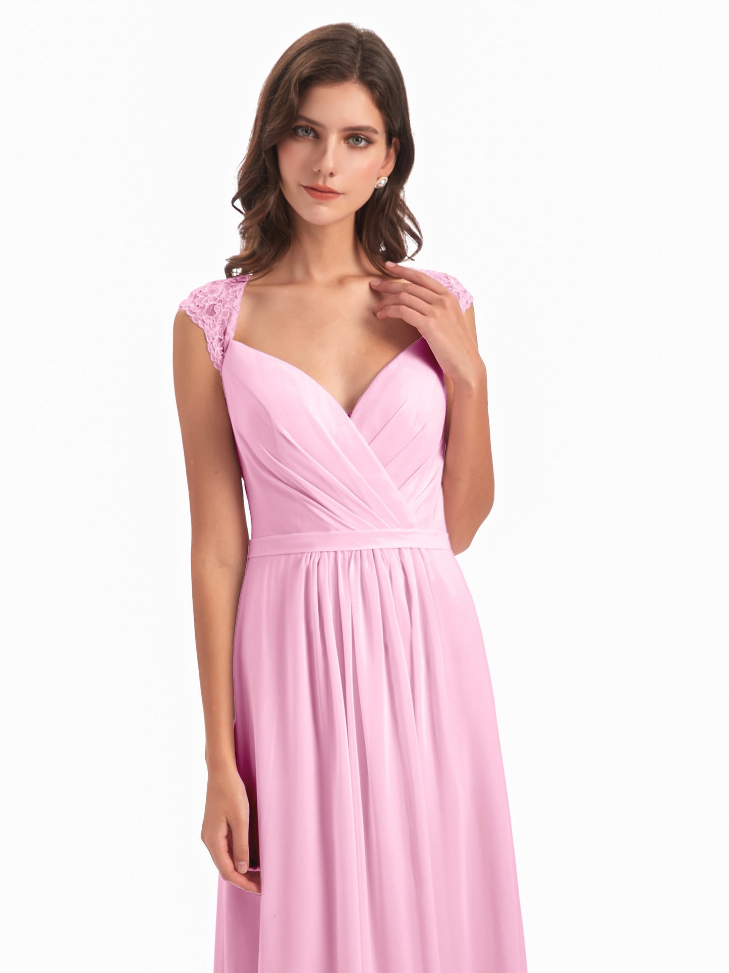 Sofia Floor Length Cap Sleeves Chiffon Bridesmaid Dresses
