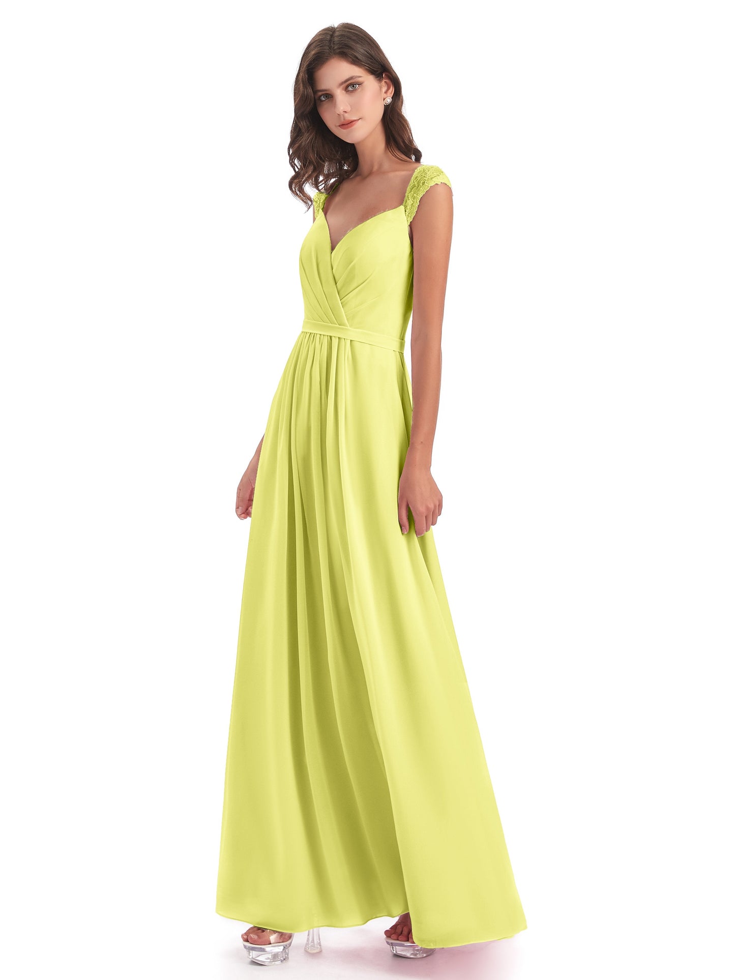 Sofia Floor Length Cap Sleeves Chiffon Bridesmaid Dresses