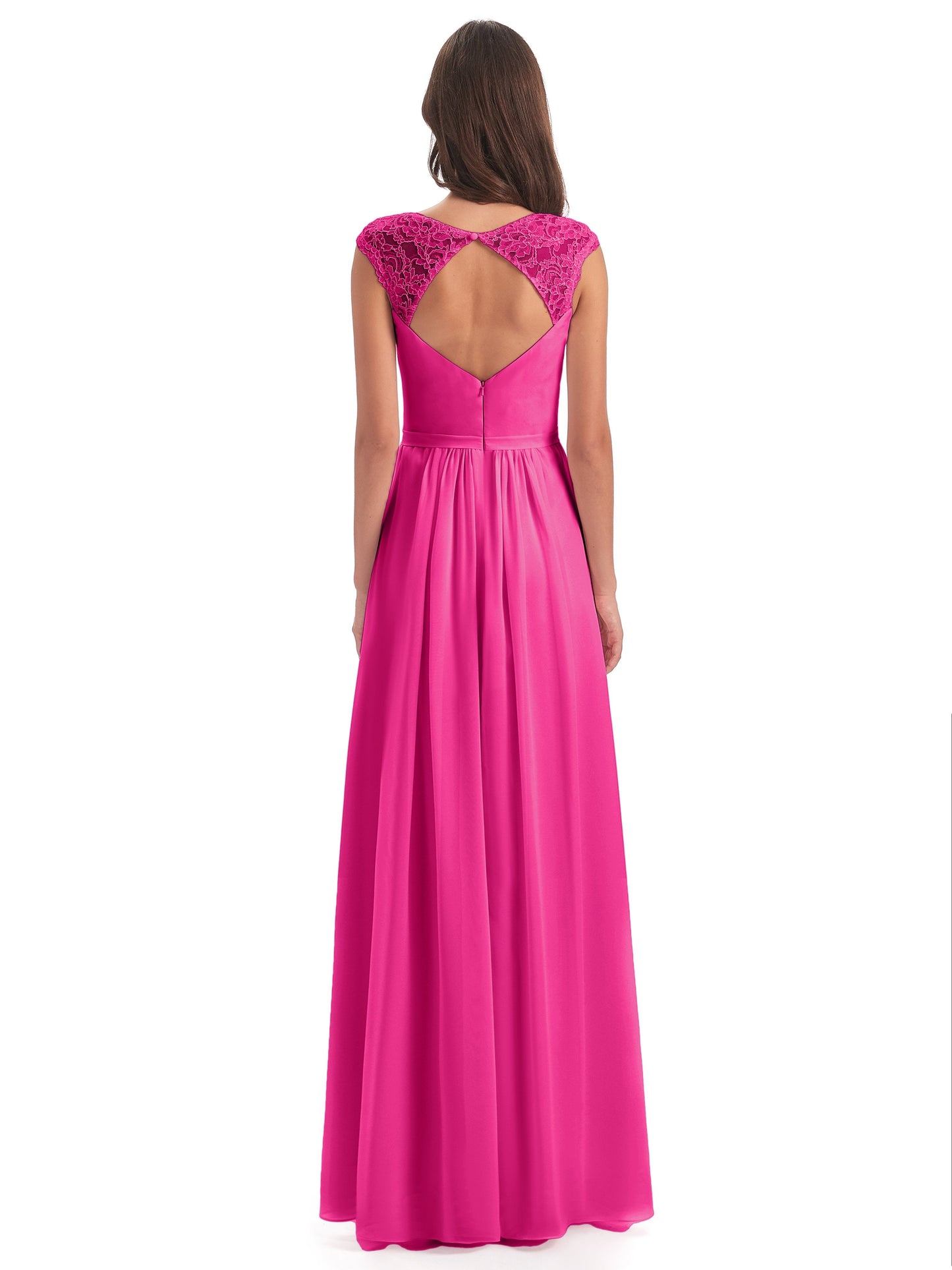 Sofia Floor Length Cap Sleeves Chiffon Bridesmaid Dresses