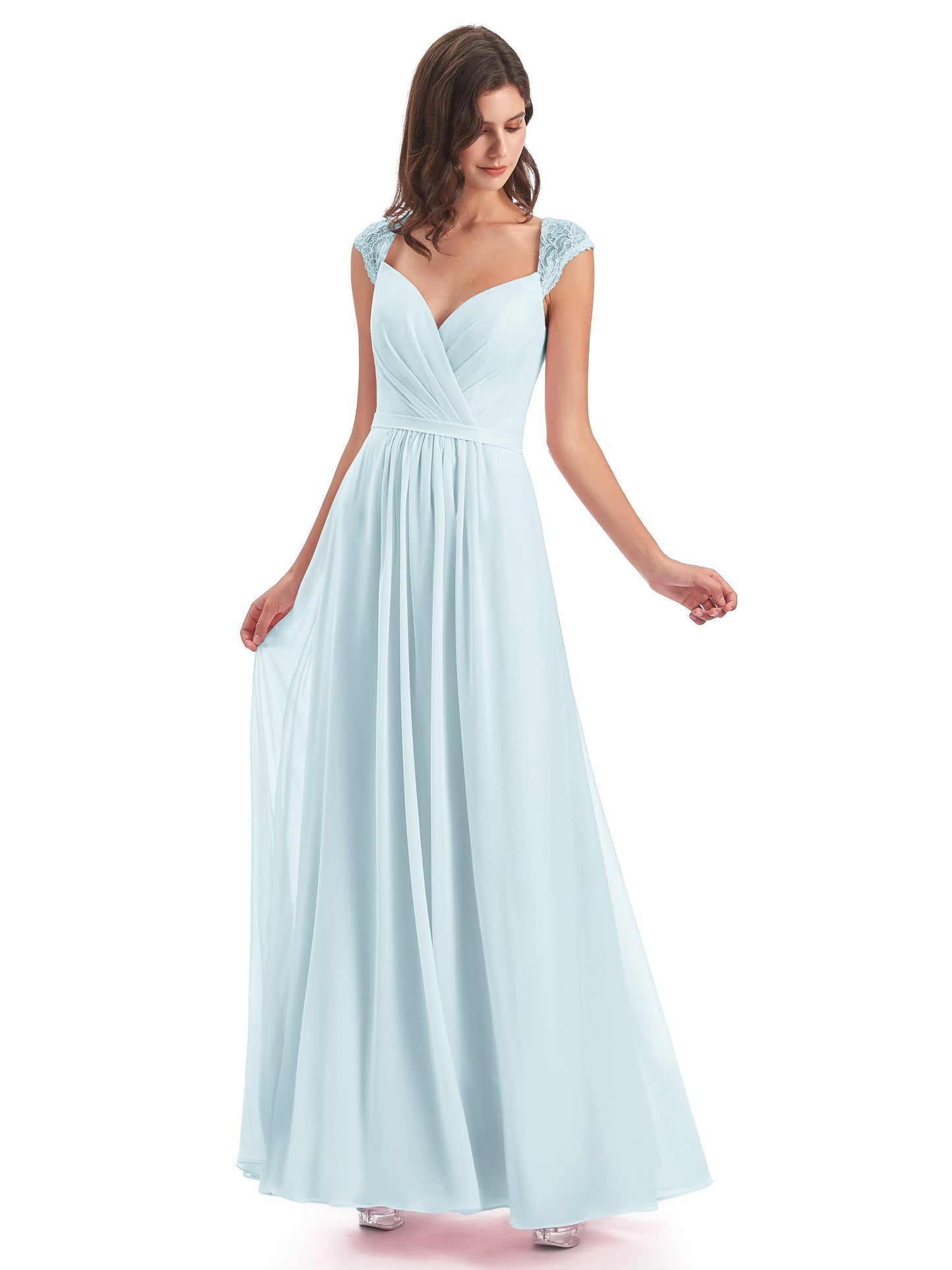 Sofia Floor Length Cap Sleeves Chiffon Bridesmaid Dresses