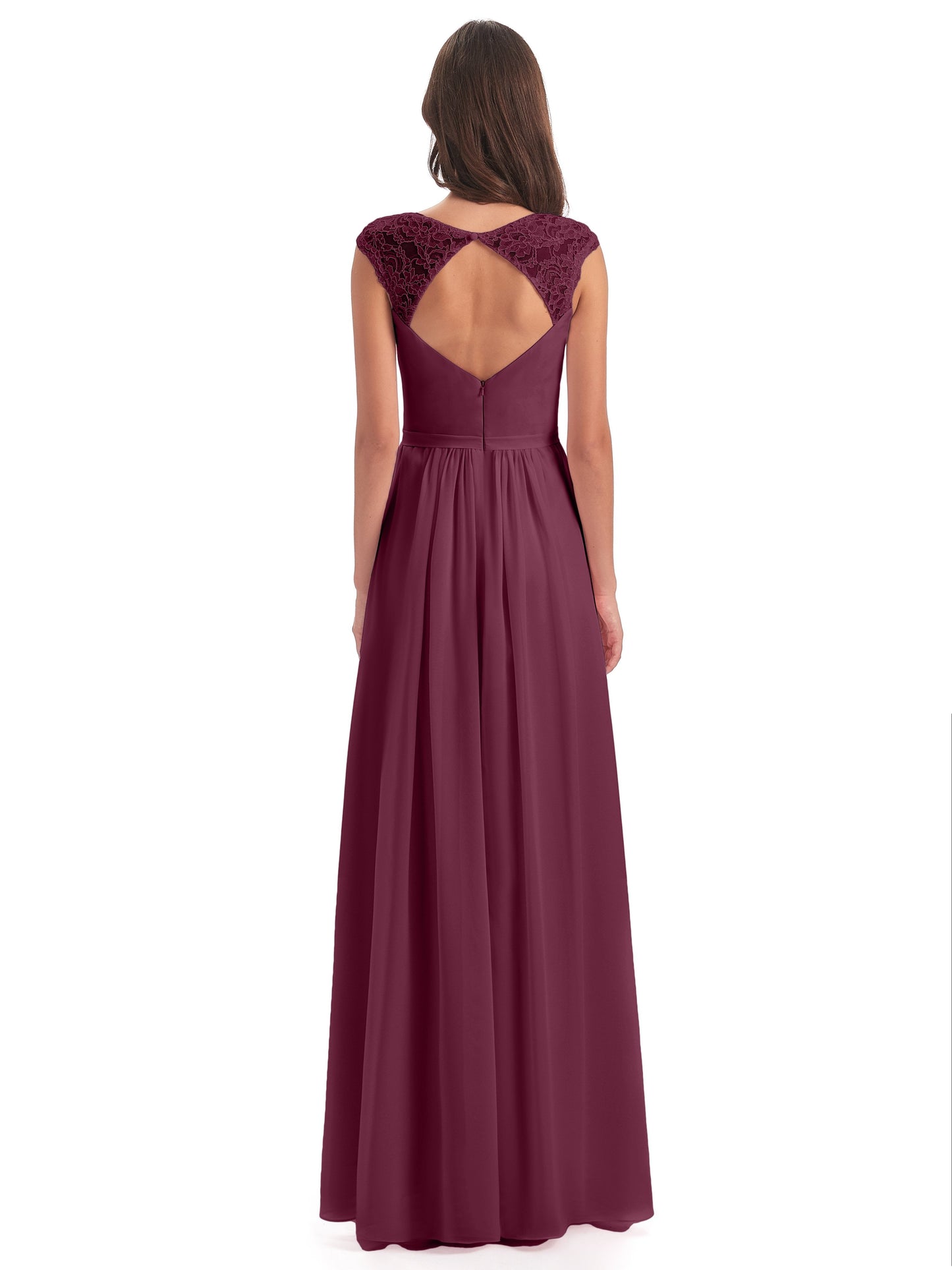 Sofia Floor Length Cap Sleeves Chiffon Bridesmaid Dresses
