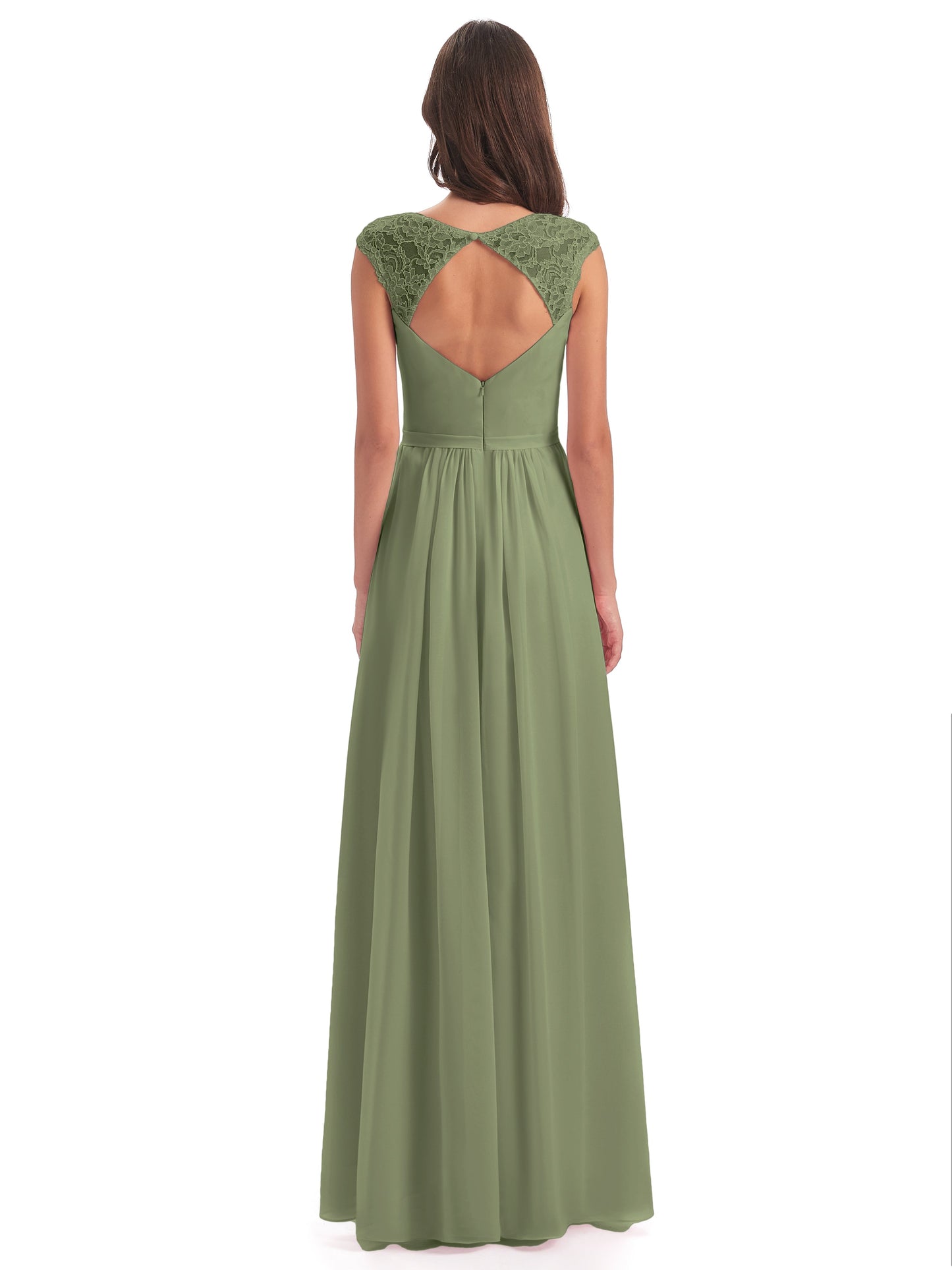 Sofia Floor Length Cap Sleeves Chiffon Bridesmaid Dresses